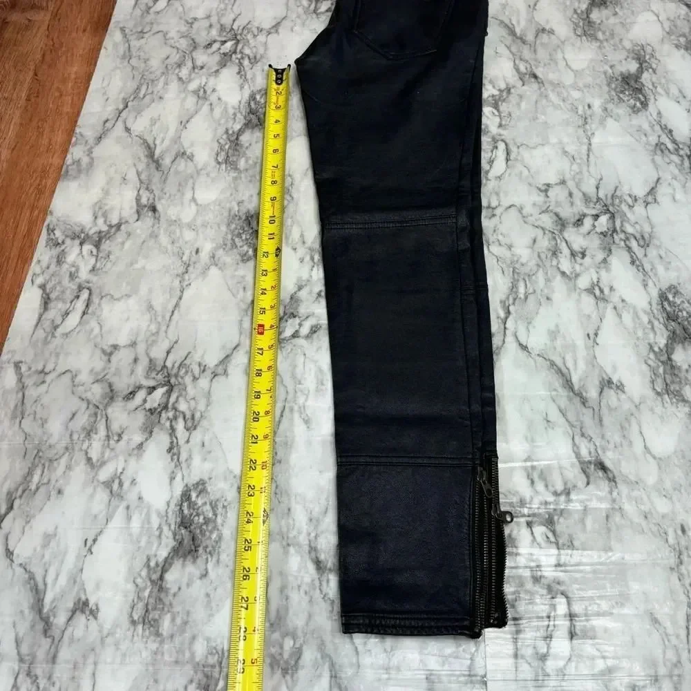 Free People Faux leather Skinny Jeans size 4 Black Gold Zipper detail